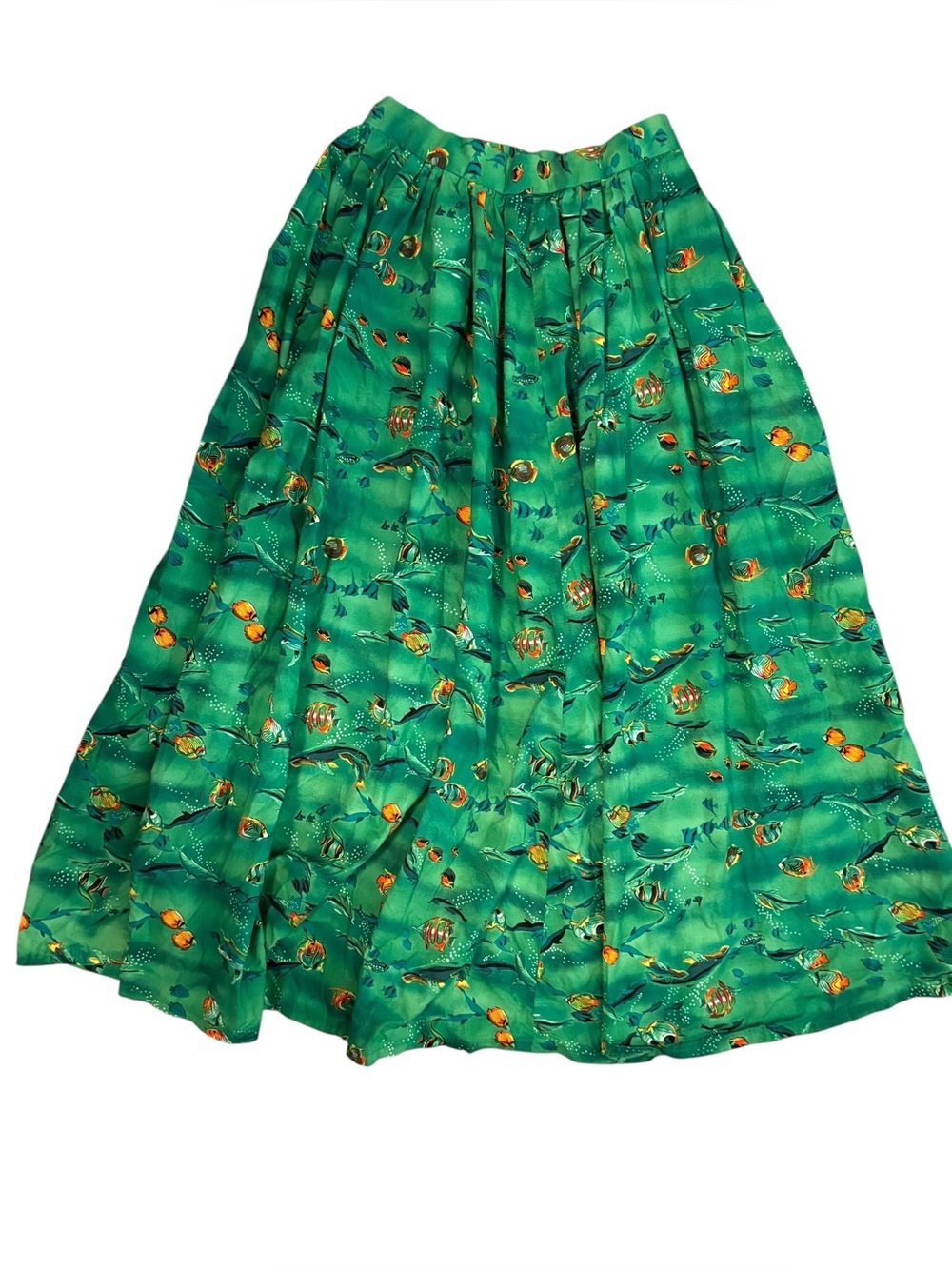 Vintage Full A-line Skirt Fish Ocean Marine